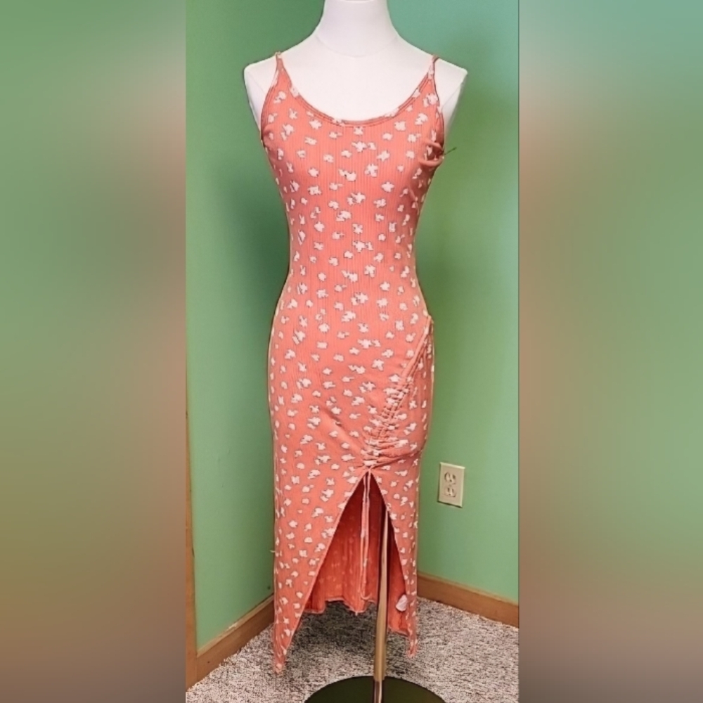 *Summer*, NWOT, O'Neill Coral Pink Midi Dress with Slit, Med